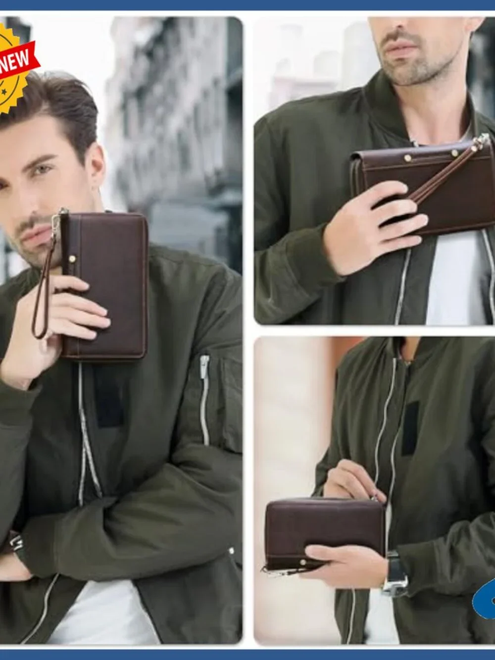 Top Grain Leather Clutch Wallet Wristlet RFID Large Capacity Travel